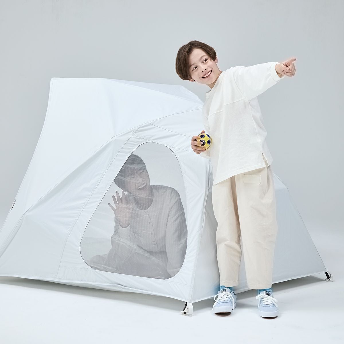 puuun　yocabito サンシェード　COCOON テント yocabito ワンタッチテント COCOON 白 遮熱 UVカット