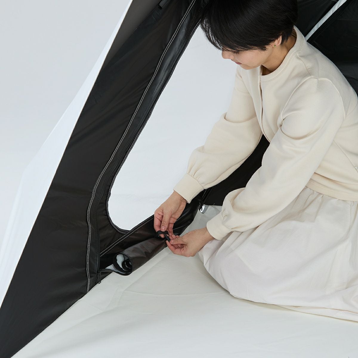 puuun　yocabito サンシェード　COCOON テント yocabito ワンタッチテント COCOON 白 遮熱 UVカット