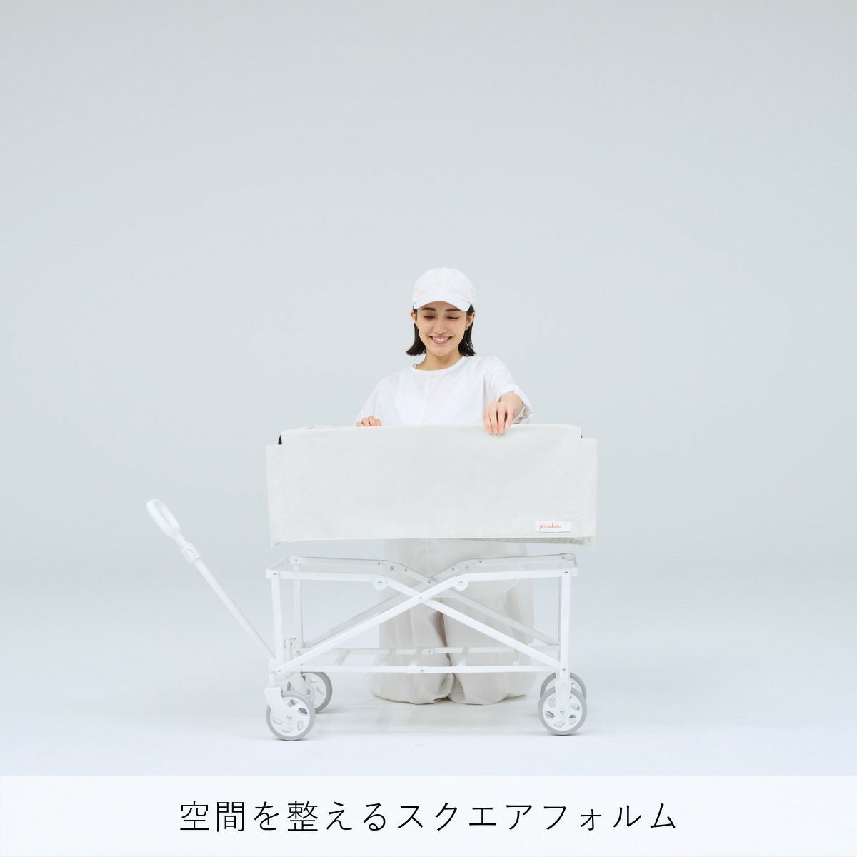 オリジナル ロココ仕様♦️ホワイトシャビー ラック♦️折り畳み可能♦️送料込 yocabito キャリーワゴン CANVAS 軽量設計 デザイン